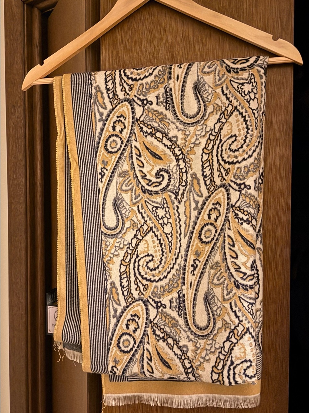 NWT - Elegant Paisley Women's Scarf in Mustard and Cream